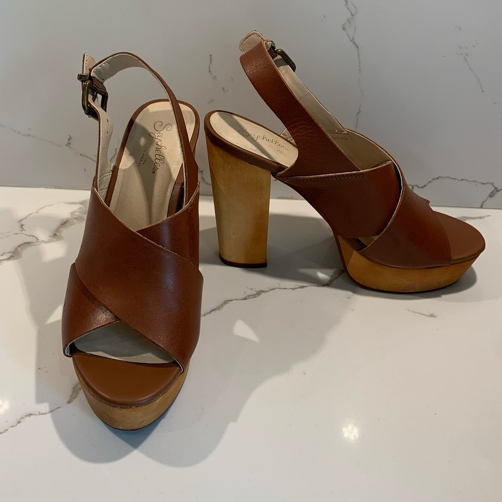 Seychelles Block Heel Sandal, Leather and Wood